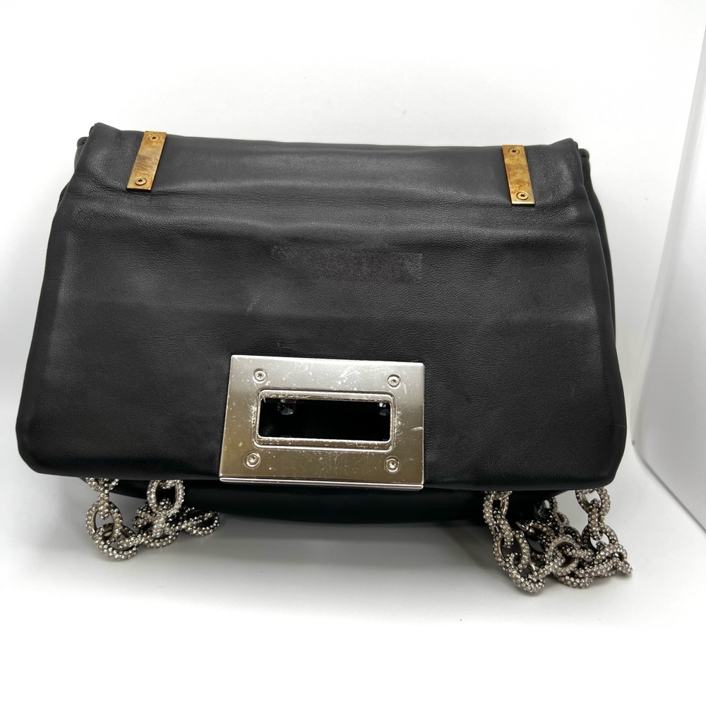 Tom Ford Black Leather Purse Studded Sequin Chain Link Shoulder Bag - Picture 10 of 16